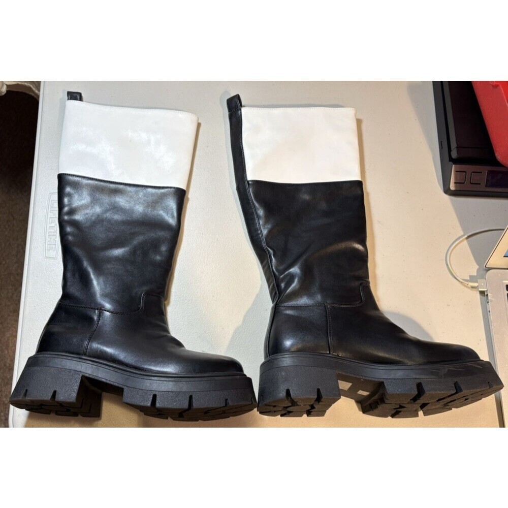 Azalea Wang Quintessence Colorblocked Chunky Lug Sole Heeled Boots 7.5 - Picture 4 of 16